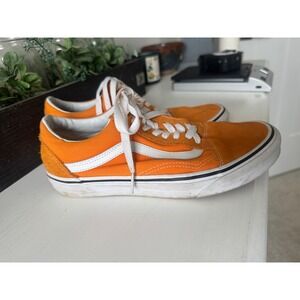 Vans Old Skool Orange White Low Top Skate Shoes Mens 7 Womens 8.5 751505